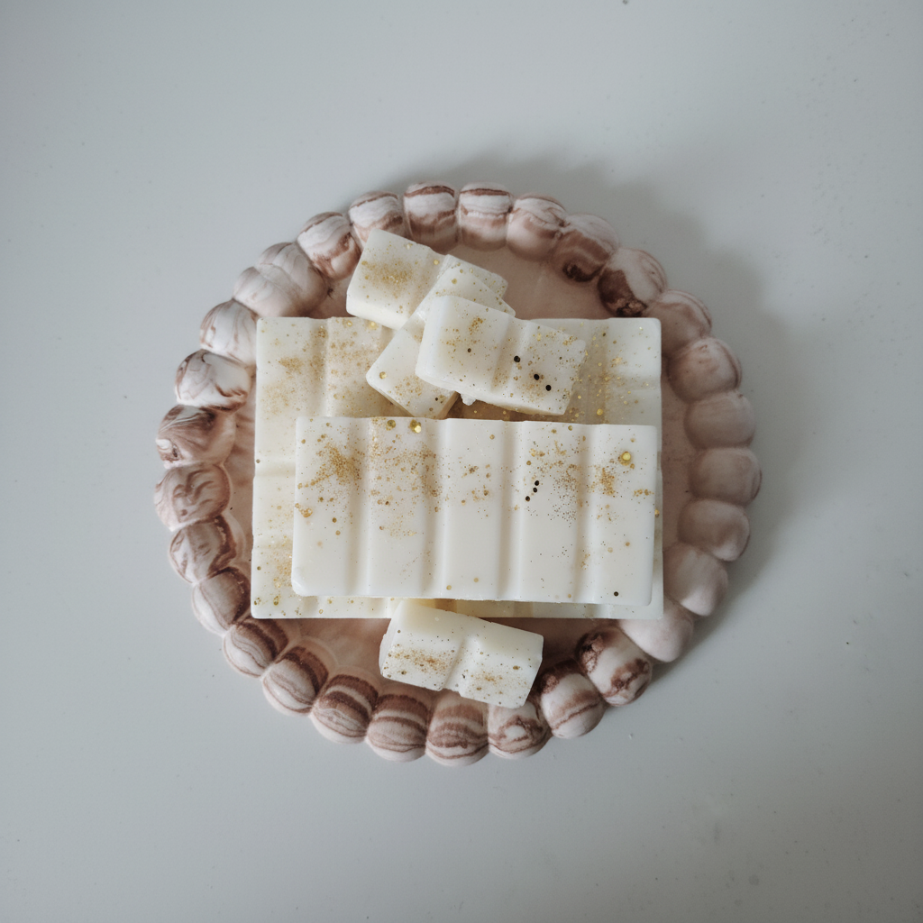 Accumulation de fondants parfumés sur plateau décoratif