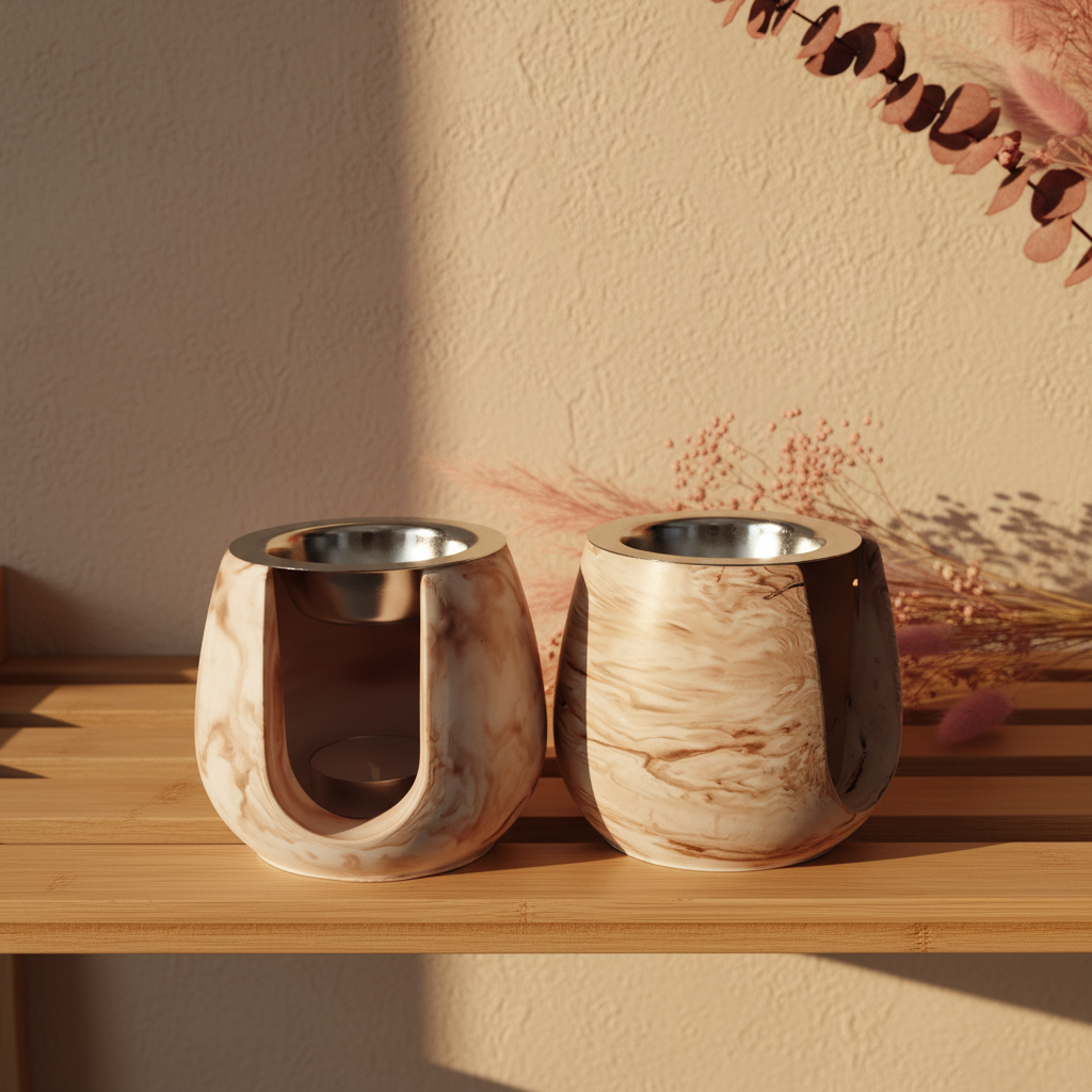 Bougeoirs résine - style boho chic fond clair