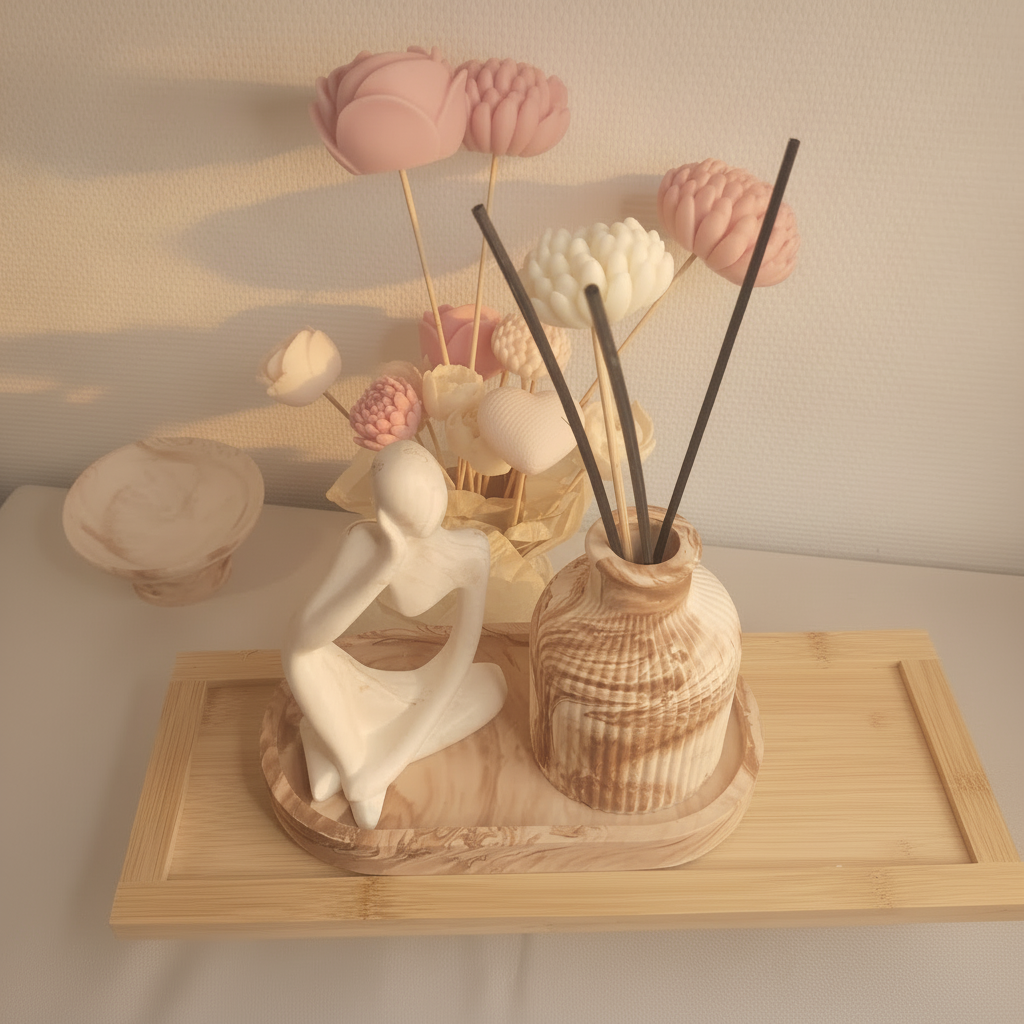 Coffret diffuseur penseur - style boho chic doré