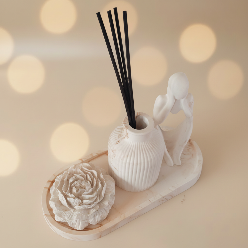 Coffret Sérénité marbre caramel et blanc