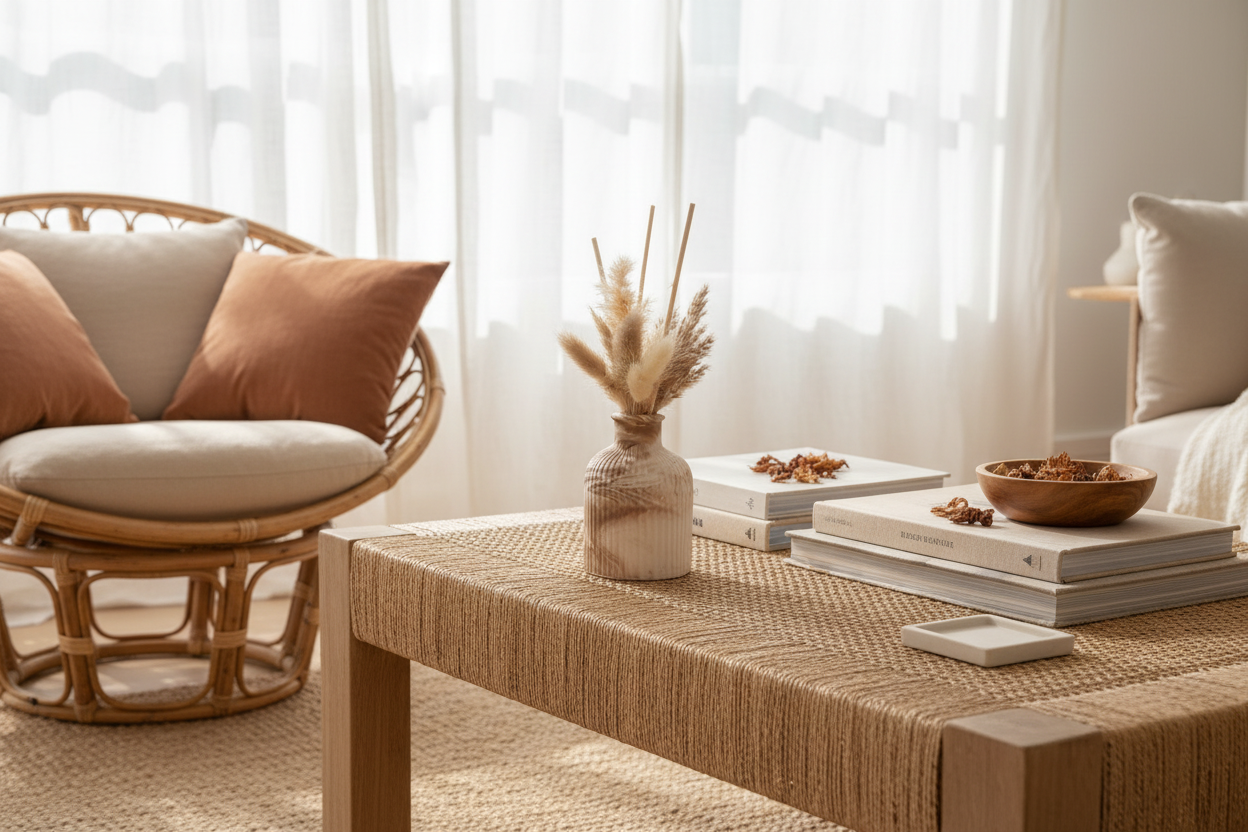 Diffuseur céramique en salon bohème