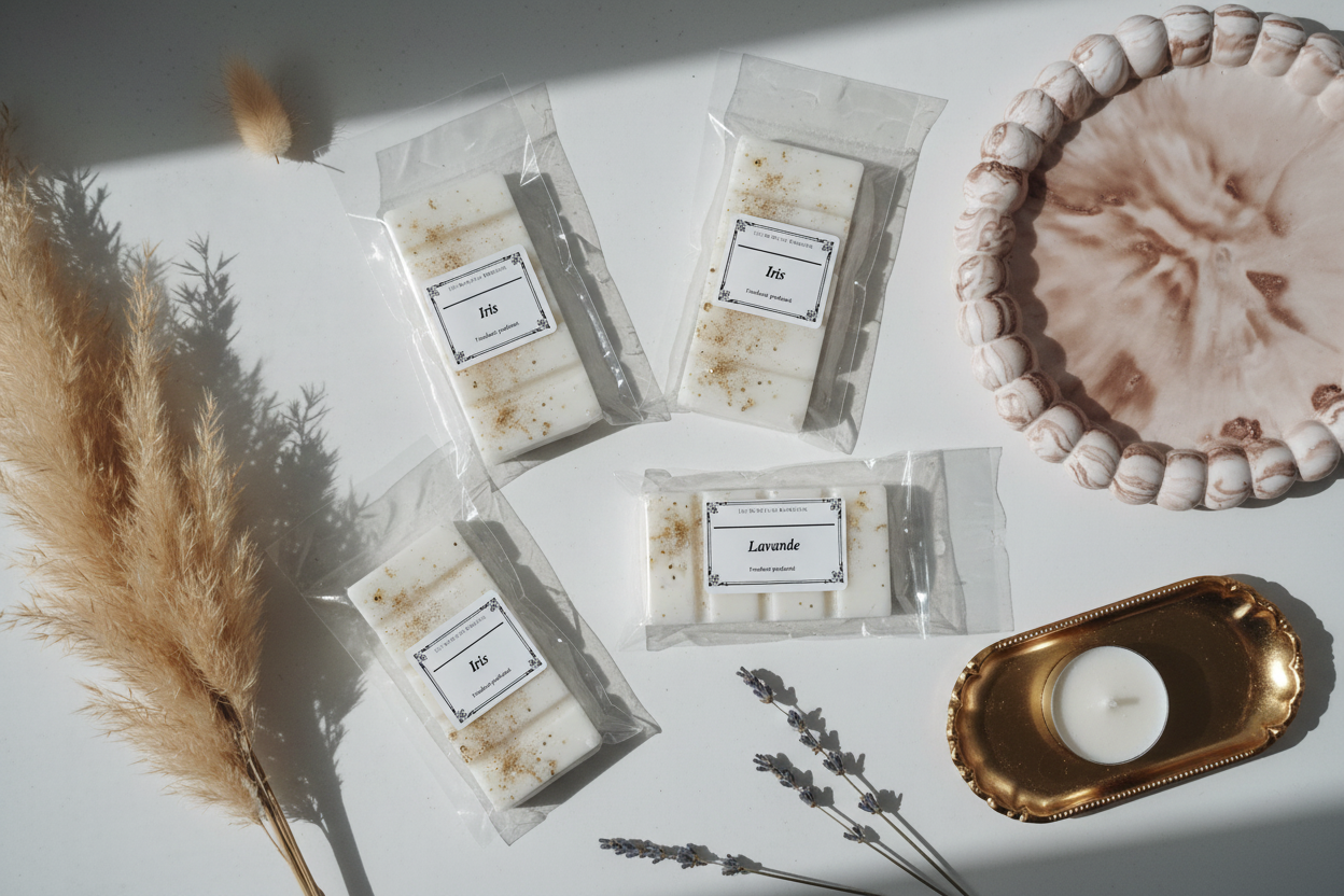 Fondants parfumés emballés - Fleur de coton, Iris, Lavande, Bois de santal