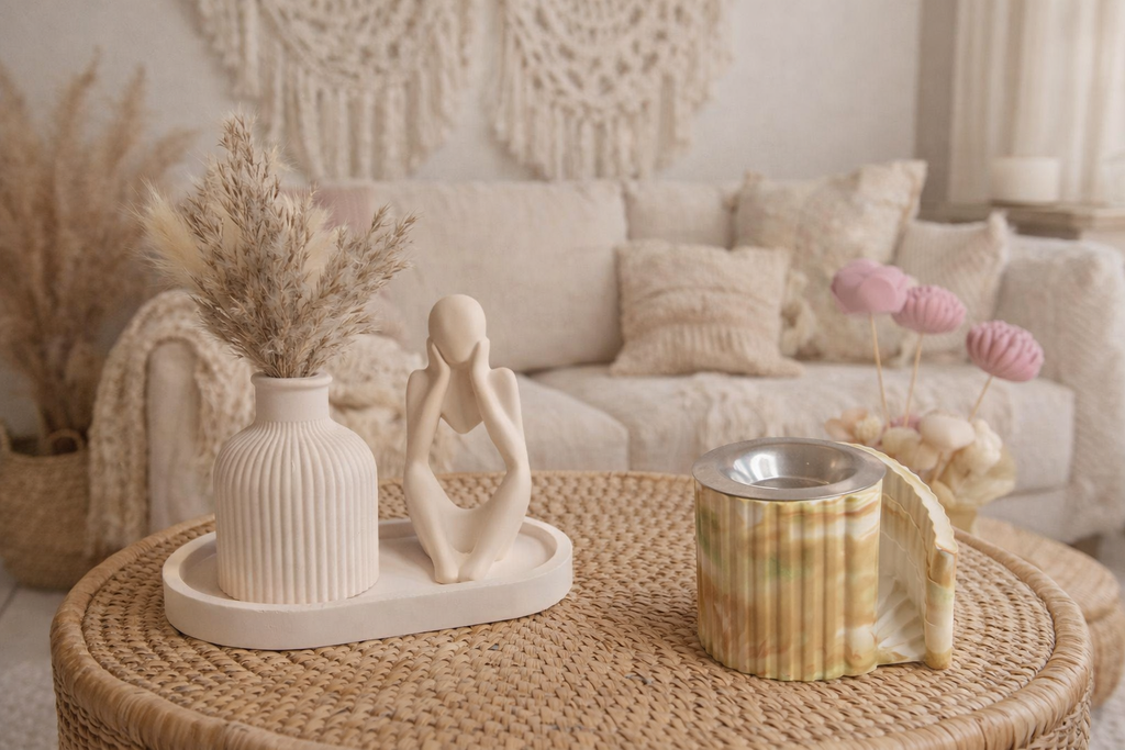 Brûleur à Huiles Essentielles Marbre Cannelé