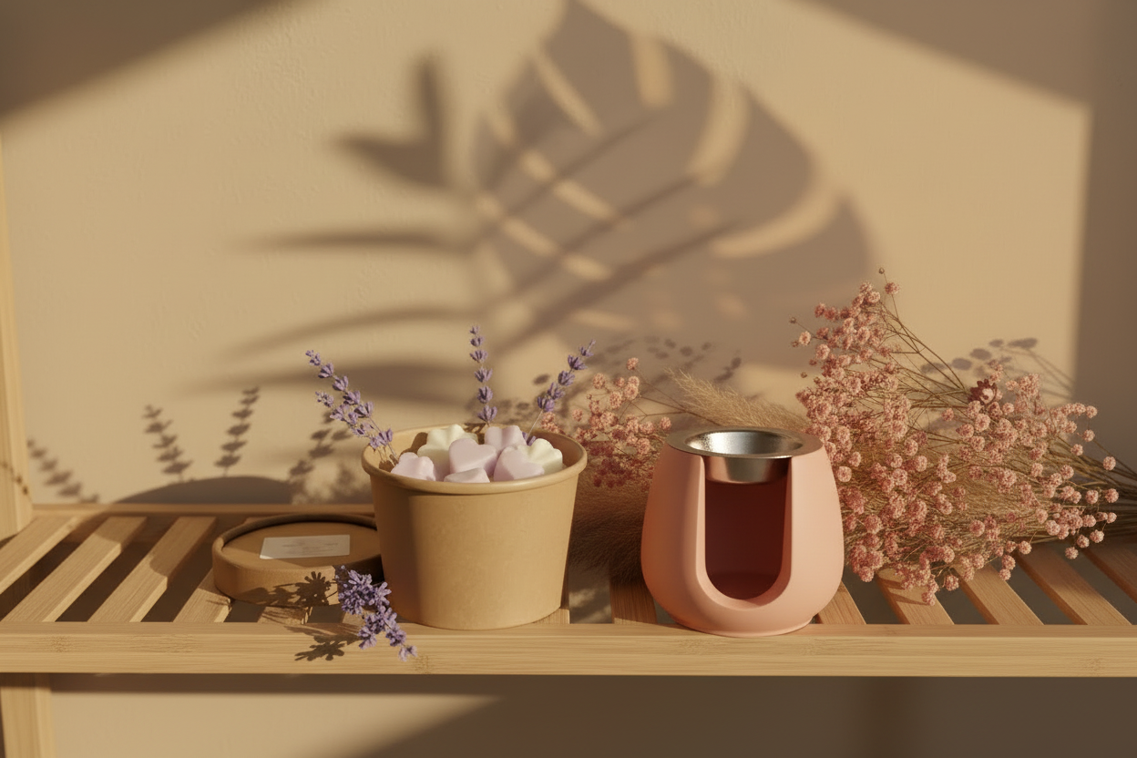 Scène brûleur rose blush & fondants lavande - boho chic