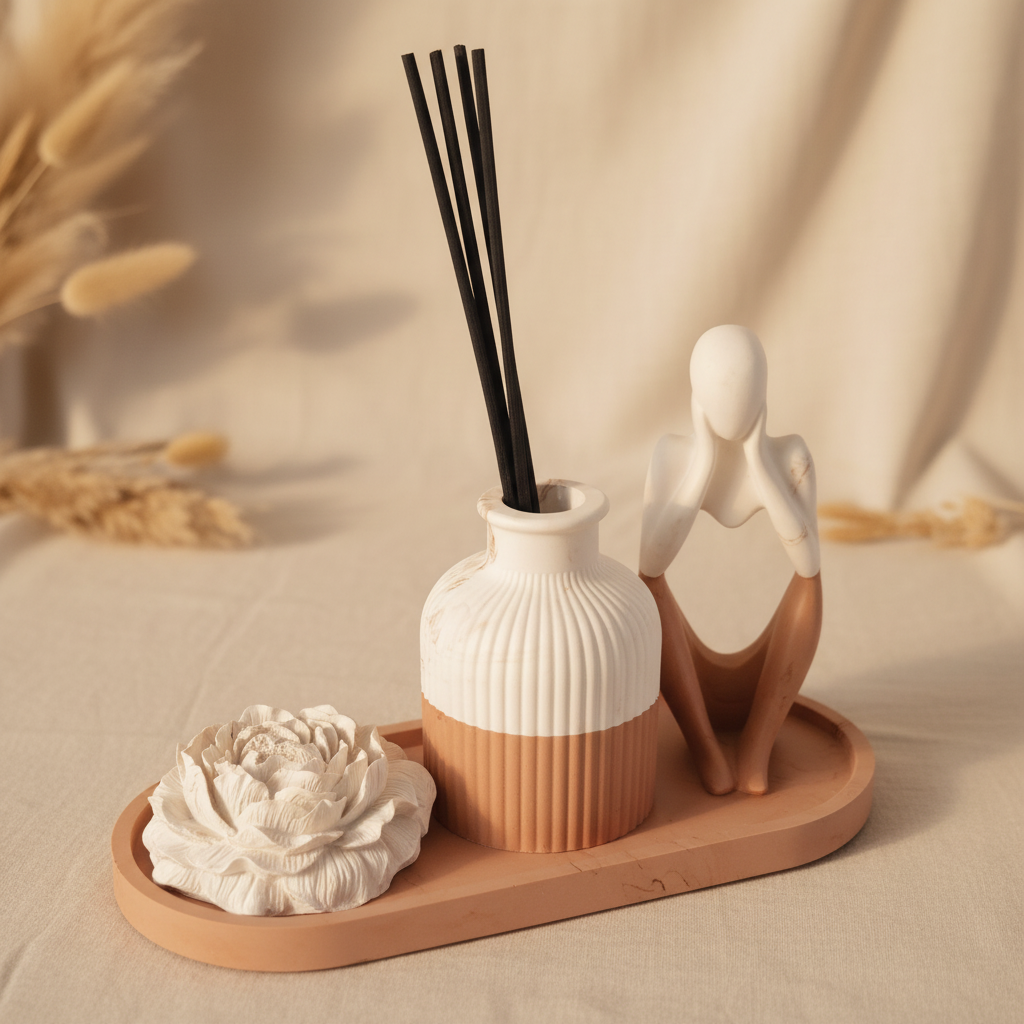 Set diffuseur terracotta et blanc
