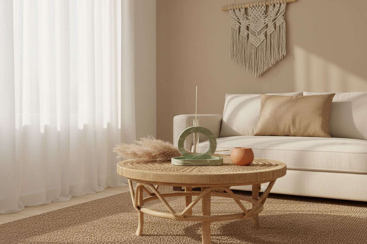 Vase anneau vert sauge en scène bohème